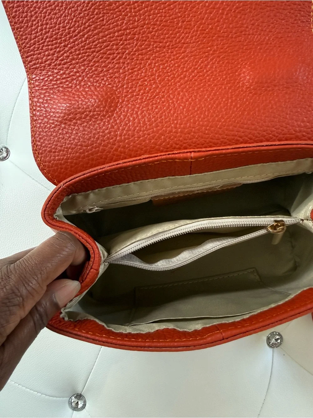 Italian Leather Top Handle Crossbody Satchel NWOT Orange
